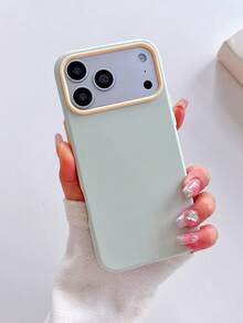 Funda de teléfono minimalista de moda con bloques de color verde menta de gelatina compatible con iPhone 17 Pro Max/17 Pro/17/16 Pro Max/16/16 Pro/15/15 Pro Max/15 Pro/13/14 Pro Max/13 Pro/13 Pro Max/14 Pro, cubierta protectora suave - Verde menta - Ver 6