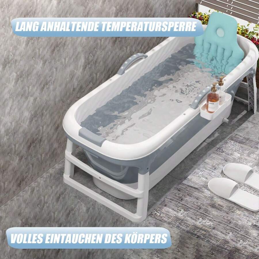 Portable Bathtub – Foldable Plastic Bathtub For Adults – With Lid – Steam Room And Bath In One – Heat-Resistant And Foldable – Easy To Store – Elevated Foot Massage – 118 X 60 X 53 Cm