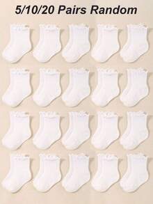 20/10/5/1 Paar Baby Kleinkind Mädchen weiße Rüschen Crew Socken | Säuglings Kleidersocken für Prinzessinnen Outfits | Neugeborenen Grundausstattung | Babyparty Dekoration - Verschiedenfarbig - Übersicht 8