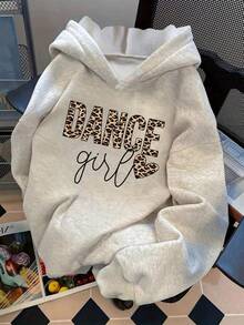 1 buah Sweatshirt Pullover Kasual Bergambar untuk Anak Perempuan Remaja, Lapisan Termal Hangat, Cocok untuk Hari Valentine, Musim Gugur/Musim Dingin - Grey - View 1