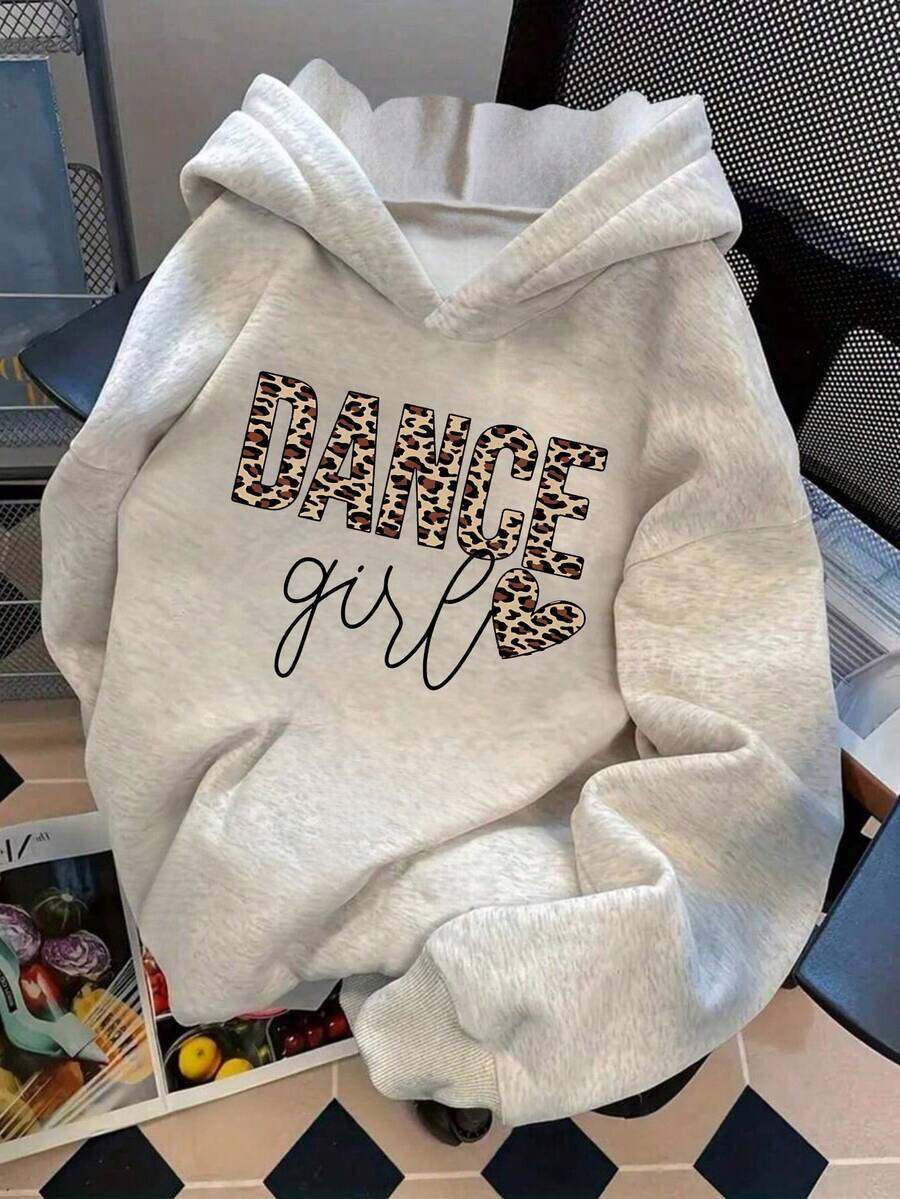 1 buah Sweatshirt Pullover Kasual Bergambar untuk Anak Perempuan Remaja, Lapisan Termal Hangat, Cocok untuk Hari Valentine, Musim Gugur/Musim Dingin - Grey - View 1