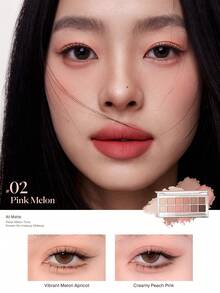 JOOCYEE 12 Shades Eyeshadow Palette, All-In-One Eyeshadow, Highlighter And Contour Palette, Matte Earth Tone Colors, Suitable For Natural Everyday Makeup To Dramatic Looks, Versatile - 02 Pink Melon - View 3