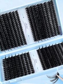 640/528pcs D Curl Faux Mink False Eyelashes Set, 10D-150D Mixed Density, Soft & Lightweight Self-Adhesive DIY Cluster Lashes, Suitable For Daily Home Layered Eye Makeup - D - View 9