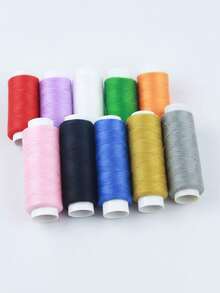 Juego de 10 piezas de hilo de coser, hilo de coser duradero - Hilo de poliéster resistente, adecuado para máquina de coser, uso industrial y doméstico, acolchado, hilo de coser, costura de punto de bloqueo, hilo de coser de alta calidad - A - Ver 5