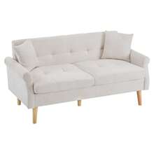Grey 2 Seat Sofa - Modern Velvet Chenille Fabric Couch - Beige 2 Seat - View 11