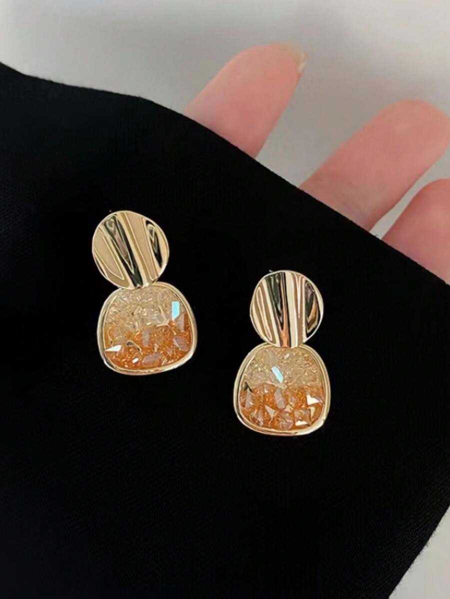 1 Pair Of Fashionable, Personalized, Exquisite And Elegant Earrings Suitable For Women's Daily Commuting ﻿ ﻿ ﻿ - Orange - View 1