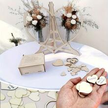 Romantic Wooden & Acrylic Heart Guestbook Box – 60 Or 80 Mix-And-Match Hearts For Weddings, Housewarmings, And Celebrations | Handcrafted Design, No Power Required | Elegant Message Display With Natural Wood Grain & Clear Acrylic Accents | Compact, L - 80pcs/box - View 7