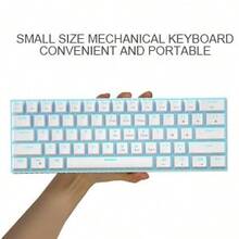 MageGee Star61 Mini Teclado Mecánico 60%, 61 Teclas Teclado de Juego Compacto con Retroiluminación LED, Teclado Multidispositivo Pequeño, Teclado Portátil con Retroiluminación, Adecuado para Portátil, Escritorio, Computadora, PC, Interruptor Blanco/Interruptor Rojo - Blanco - Ver 8