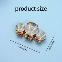 Gradient Enamel Shell Claw Clip, Gold-Rimmed Scallop Shaped Hair Claw, Ocean Style Back-Of-Head Hair Claw, Sturdy Updo, Beach Vacation Photo Daily Fresh Hair Accessory - Gradient Hair Clip - View 6