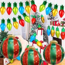 15pcs Large Christmas Light Bulb Shaped Foil Balloons, Suitable For Christmas Party Decoration 2D Balloons - View 3