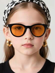1pc Unisex Kids Cat Eye Frame Fashion Glasses, Casual Cool Street Style, Suitable For Daily Outdoor Activities And Play, Comes With Glasses Case - Multicolor - View 14