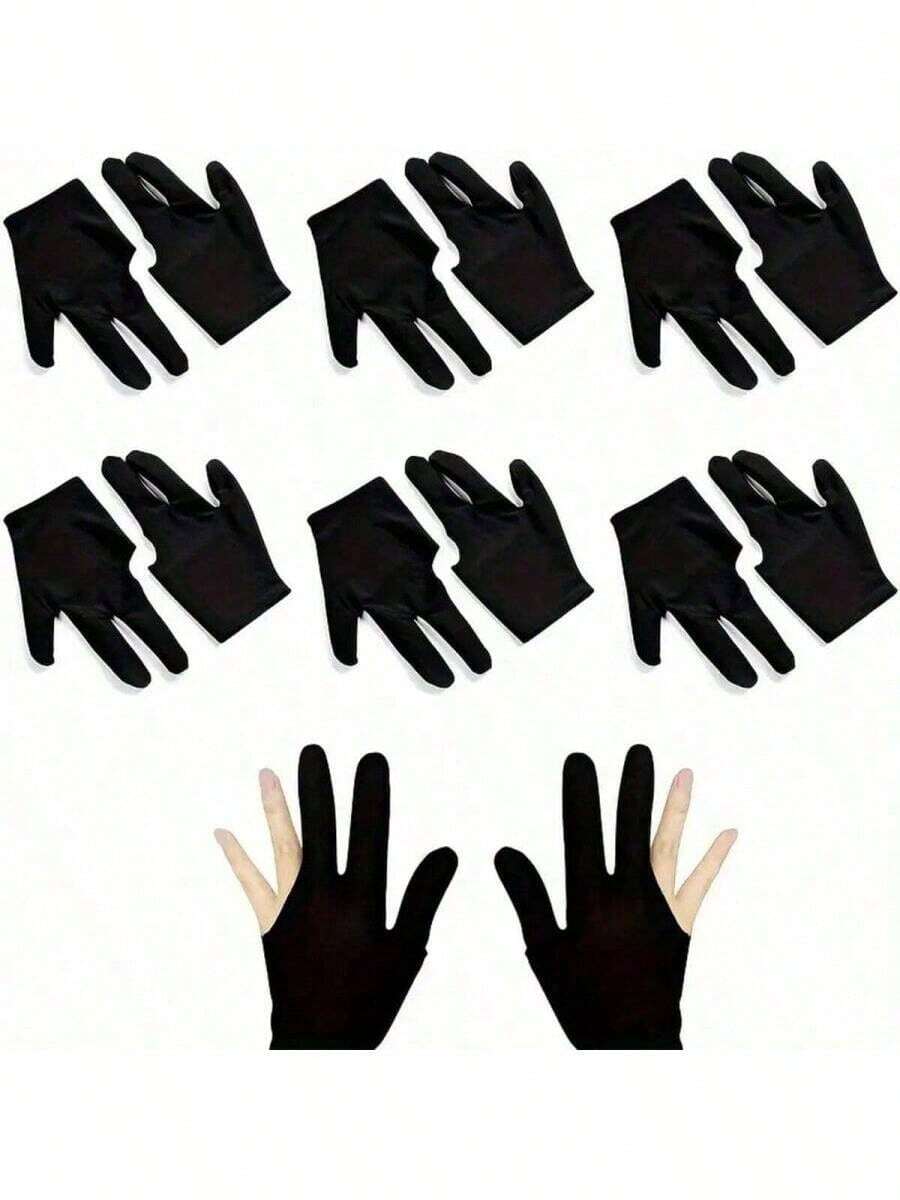 1 Set 2 Pairs/4pcs Billiard Gloves, 3-Finger Billiard Gloves, Non-Slip Billiard Gloves, Suitable For Left And Right Hands, Adult Party Games - Multicolor - View 1