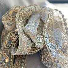 126cm DIY Embroidered Floral 3D Vintage Relief Rose Lace Trim, Distressed Crochet Hollow Fabric Material, Suitable For European Classical Wedding Dress, Palace Style Dress, Handmade Patchwork Material, Vintage Mori Style Clothing Remake Lace - Multicolor - View 6