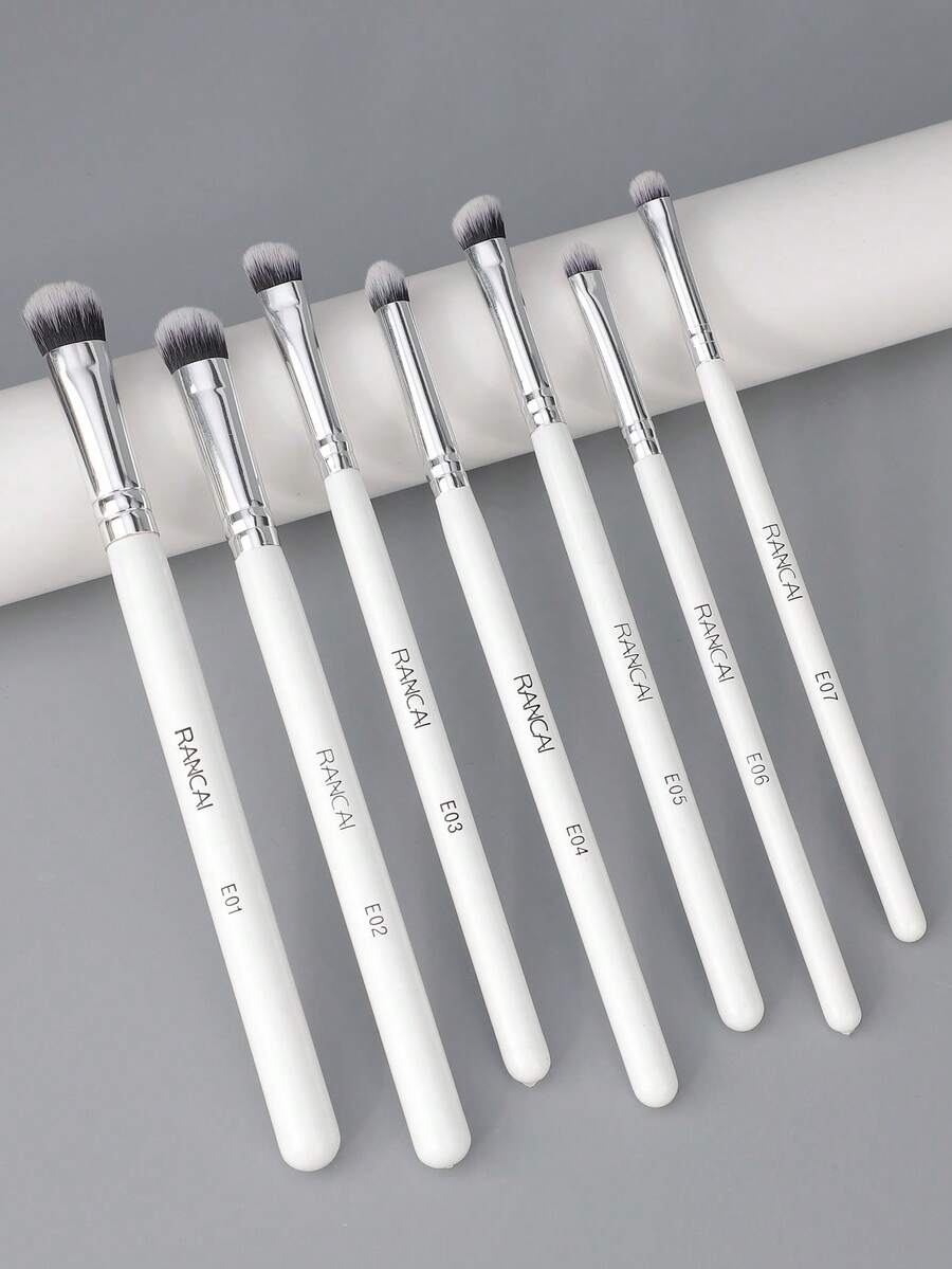 7-Piece Eye Makeup Brush Set, Portable Eye Brushes, Professional Blending Eyeshadow Brushes, Soft Bristle Wooden Handle Eyeshadow Brushes, Suitable For Eyeshadow, Eyebrows, Eyeliner And Blending - Multicolor - View 1