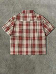 Men's And Teen Loose Fit Short Sleeve Button-Up Shirt - Hot Pink - View 6