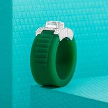 ANU JEWEL 5.5x5.5mm Moissanite Ring S925 Silver Moissanite Asscher Silicone Ring Suitable For Gift - Green - View 7