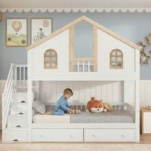 Kids Bed Frame - Bed Frame 90x200cm - Natural and White - View 1
