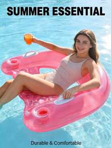 1pc Pool, Pool Accessories, Pool Float, Swimming Pool, Inflatable Pool, Pool Party Inflatable Water Hammock Lounge Chair U-Shaped Candy Color Adult Summer Pool And Beach Float Party Essential Summer Perfect Gift Swimming Pool Float Lounge Chair, Suitable For Adult Vacation Entertainment And Relaxation Multi-Function Lounge Chair - Multicolor - View 1