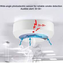 Detector, Battery Photoelectric Detector with Test Button and Low Battery Signal, Small Alarm for Home, Bedroom; Compatible - Weiss - Übersicht 2