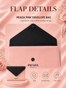 Prada 普拉達粉紅信封包20×14cm，聚酯纖維(聚酯纖維)布料，信封外觀，內裡充裕，收納美妝出行送禮皆宜 - 西瓜粉 - 查看 8