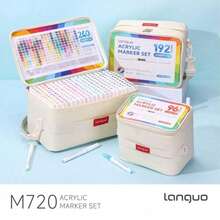 Languo 9件/96色/288色丙烯顏料筆套組 720色可混色多色軟毛刷頭，適用於繪畫、DIY手工、學校美術用品、繪畫課、開學季 - 彩色 - 查看 10