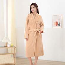 Ultra Soft Coral Fleece Bathrobe - Quick Dry, No Shedding And Breathable | Unisex | Modern Design - Solid Color Bathrobe - View 8