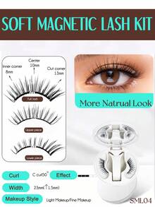 PALM LASHES 1 Par de Cílios Magnéticos Atualizados com Aplicador, Cílios Magnéticos Macios Reutilizáveis com Aparência Natural com Ímãs Ultra-Finos de 0,17mm Sem Necessidade de Cola Fácil de Usar e Remover - Preto - Visão 2