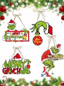 The Grinch 1件吊飾裝飾道具，適用於居家裝飾、門把掛飾、聖誕氛圍道具 - 彩色 - 查看 1