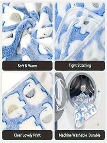 3pcs Ultra Soft Flannel Pet Blanket, Elephant Pattern - Machine Washable, Pet Bed Mat, Pet Sofa Protector Blanket, Hamster Cage Mat, Guinea Pig Mat, Rabbit Hutch Mat, Chinchilla Mat - Multicolor - View 6