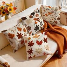 4pcs Autumn Maple Leaf Pattern Pillow Covers Without Inserts, Single-Sided Printed Pillow Covers, Suitable For Living Room Bedroom Home Decor, All Season Pillow Covers - Multicolor - View 9