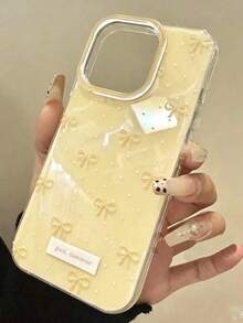 Bowknot IMD Transparent Pink Painted Thickened Minimalist Anti-Drop Printed Phone Case Compatible With IPhone 16/ 16 Pro/ 16 Pro Max/ 16 Plus/ 15/ 15 Pro Max/ 14/ 14 Pro Max/ 13/ 13 Pro Max/ 12/ 12 Pro Max/ 11/ 12P/ 14P/ XS/ XR/ 7/ 8/P11/P12/P.78GES2 Soft Shell Protective Cover - Multicolor - View 2