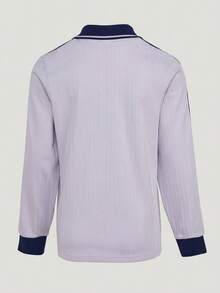 Adidas Originals Women's LS POLO W CCPOLO Knit Collar Long Sleeve T-Shirt KY5733 - Lilac Purple - View 3