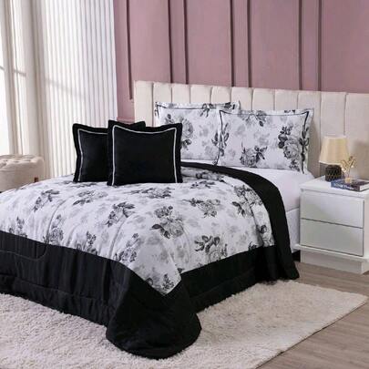 Kit Edredom Queen 6 Peças  Matelado + Lençol com Elástico Macio e Confortável