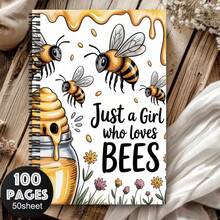 A5 Notebook With Cute Bee And Flower Pattern, Fresh Illustration Style, Student Classroom Notebook, Stationery, Creative Diary, Journal - One Book (50 Pages, 100 Pages) - View 8