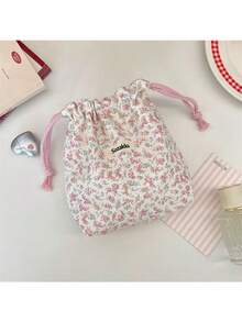 1 pieza Bolsa de viaje con cordón y diseño floral lindo, adecuada para guardar lápiz labial, joyas, productos de cuidado de la piel, brochas de maquillaje, excelente para viajes, baño, dormitorio, gimnasio, vacaciones, también es un regalo de cumpleaños perfecto - Multicolor - Ver 12
