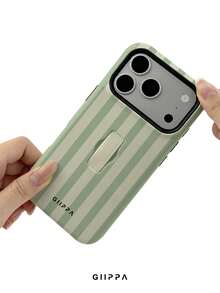 GIIPPA 1pc Light Green Vertical Stripe Pattern Design, Phone 17 Pro Max Phone Case, Compatible With Phone 16 Pro Max, 15 Pro Max, 14 Pro Max, Korean-Style High-End Fashionable And Fun Phone Case, Compatible With 11/12/13/14/15/16 Pro Max Plus, Elegant Design Suitable For Men And Women, Perfect Gift For Girlfriend On Christmas, Valentine's Day, Easter, Wedding Season And Birthday! - Blue and White - View 5