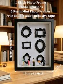 1 Set 3D Black Museum Silhouette 3D Photo Frame Set, Including Gold Resin Mini Frame Set, Celebrate Precious Memories In A Unique Way, Personalized And Distinctive Commemorative Photo Frame Accessories - Multicolor - View 16