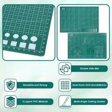 A3 Cutting Mat, Anti-Slip Wear-Resistant Surface Easy To Clean, Standard Grid Scale, Dedicated Mat For DIY Painting Sewing Carving, Multi-Function Paper Cutting Mat For Home Office, Essential Tool For Handmade Art Creators - 1Pc A3 Green - View 6