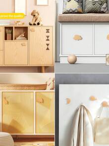 Cartoon Animal Drawer Pulls, Cute Bear Rabbit Star Solid Wood Cabinet Door Handles For Children's Room - Multicolor - View 4