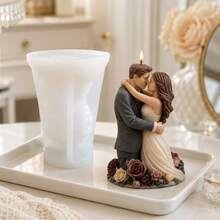 Aesthetic Lovers Embrace Silicone Mold, Realistic Couple Kissing Sculpture Mold For DIY Resin Art, Romantic Flower Base Statue Mold For Bedroom Home Decoration - A - View 2