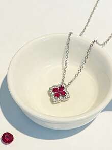 1pc S925 Sterling Silver Delicate Four-Leaf Clover Pendant Collarbone Necklace, Gentle And Flattering Niche Design Pendant Necklace For Women, Versatile Fine Chain For Daily Commute, Fashionable High-End Light Luxury Neck Accessory, Gift For Girlfriend, Best Friend, Anniversary - Four Leaf Clover - View 4