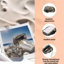 1pc Realistic Outdoor Garden Hidden Key Box, Simulated Stone Decorative Key Storage Box, Suitable For People Who Easily Forget Their Keys - A - View 5