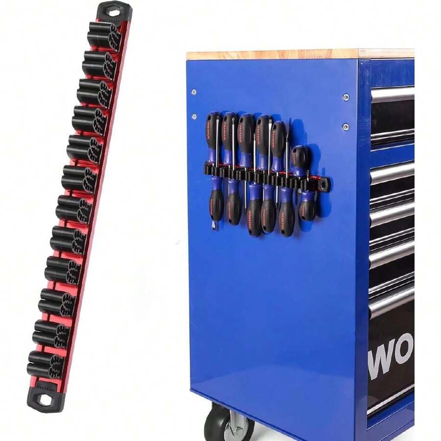 Magnetic Screwdriver Organizer And Wrench Organizer, Aluminum Rail Magnetic Tool Organizer, Tool Holder, Toolbox Organization, 12-Slot Screwdriver And Wrench Holder (Tools Not Included),45761256 - A - View 1