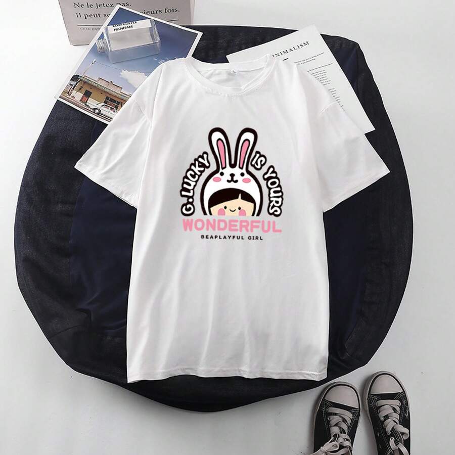 In-Stock Cross-Border2021Spring And Summer New Style Loose Round-Neck Floral Print Short Sleeves T Women's T-Shirts For Dropshipping - 白色2 - 查看 1