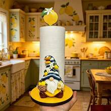 Lemon Wooden Vertical Paper Towel Holder, Cute Fruit Theme Kitchen Countertop Decor, Fun Desktop Roll Paper Dispenser, Suitable For Kitchen, Farmhouse Home Decor - View 2
