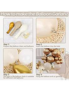 185pcs Vintage Sand White Gold Decorative Balloon Arch Set, Suitable For Wedding, Birthday, Festival, Graduation Ceremony, New Year Party Background Decoration, Christmas And Other Occasions - Multicolor - View 6