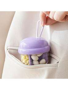 Single Pack Portable 4-Compartment Pill Box With Leak-Proof Lid And Chain - Pill Organizer, Convenient Travel Pill Storage Box For Vitamins, Pills And More - Suitable For Travel, Home Or Daily Use - View 2