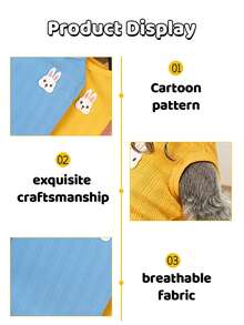 [Personalizado]Ropa para mascotas con nombre personalizado Chaleco y camiseta para gato y perro Cómoda y linda Impresión por transferencia de calor Patrón de conejo Regalo perfecto para perros! - Multicolor - Ver 4