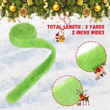 The Grinch 2 Inch Wide Christmas Faux Fur Ribbon Fabric Roll, For Christmas Tree Decoration Or Wreath Bow Handmade, 3 Yards Long (Green, 2 Inch) - Multicolor - View 4