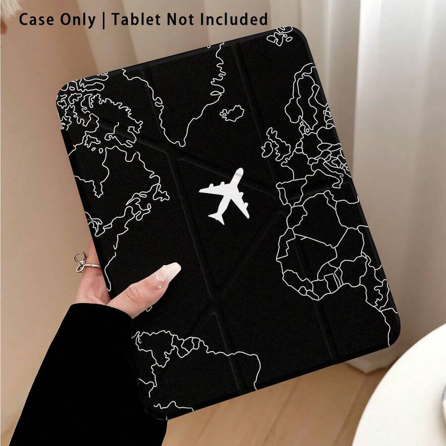 飛機與世界地圖圖案彩繪效果平板保護殼附支架,相容 Honor 8/9/10/X8/X8A/X9/X8Pro/X9Pro、MatePad SE 11"/MatePad 11"/11.5"、MatePad Pro、Apple 10th/11th Gen 2025 (A16)、Galaxy Tab A7/A9 及其他熱門機型 - 款式26 - 查看 1